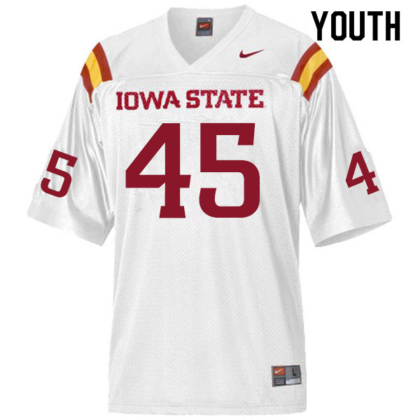 Iowa State Cyclones Youth #45 Corey Suttle Nike NCAA Authentic White College Stitched Football Jersey VL42P44KJ